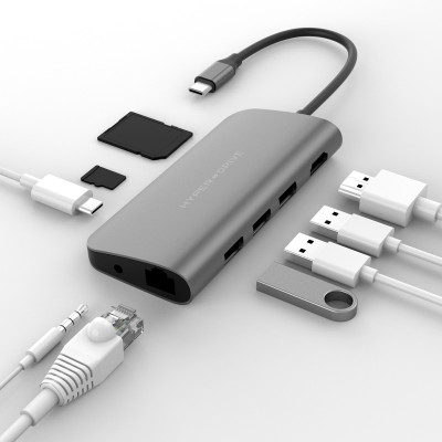 CỔNG CHUYỂN HYPERDRIVE POWER 9-IN-1 USB-C HUB FOR IPAD PRO 2018, MACBOOK, SURFACE, ULTRABOOK, CHROMEBOOK PC & USB-C DEVICES – HD30F - HÀNG CHÍNH HÃNG