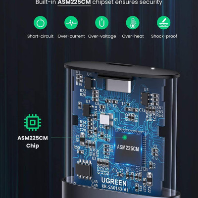 Ugreen UG10903CM400TK M.2 NGFF Usb type c Thiết bị đựng ổ cứng cỡ ssd dùng để kết nối ổ cứng Sata NGFF với máy tính kèm dây cáp - HÀNG CHÍNH HÃNG