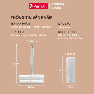 Cây Lăn Bụi Ga Giường, Quần Áo, Thảm Nhà, Rèm Cửa, Cây Lăn Lông Chó Mèo, Đầu Lăn Có Thể Thay Thế - Parroti Roller RE01