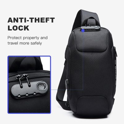 Túi đeo ngực Ozuko làm từ vải oxford chống thấm nước có cổng sạc usb thích hợp mang đi du lịch cho nam