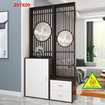 Tủ kệ trang trí kiêm vách ngăn phòng khách , nhà bếp 2VTK09 - Nội thất lắp ráp Viendong Adv