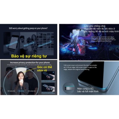 [iP 13Pro Max /14 Plus ] Cường lực chống nhìn trộm full màn hình Nillkin Guardian _  Hàng chính hãng
