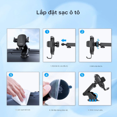 Giá đỡ điện thoại sạc không dây trên ô tô 15W Choetech T203-F (Hàng chính hãng)