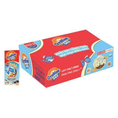 Thùng 48 hộp thức uống lúa mạch hương vị socola Ovaltine DHA+ 180ml