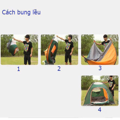 Lều Cắm Trại Lều Du Lịch Tự Bung Gấp Gọn Chống Nước 2-3 Người ( 2x 1.5 x 1.4 m) Giao Màu Ngẫu Nhiên 