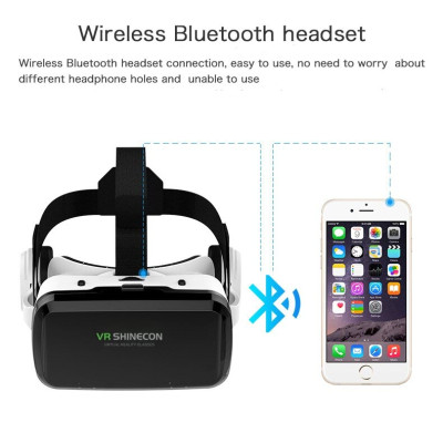 Hàng Chính Hãng - Kính Thực Tế Ảo VR Shinecon G04BS Model 2021 Tai Nghe Kết Nối Bluetooth Hỗ Trợ Điện Thoại 6.5 Inches