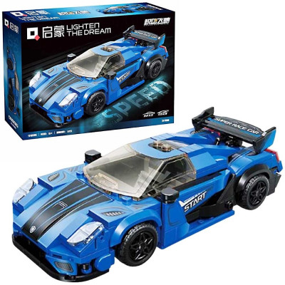 QMAN - 91006 Bộ xếp hình xe Ô tô đua màu xanh (KT 16.3x7.4x4.8cm)