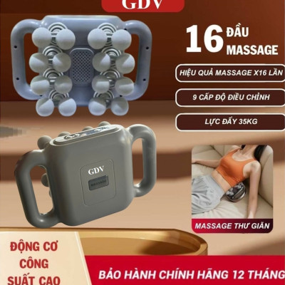[Tặng củ sạc + cáp sạc] Máy Massage Toàn Thân Cầm Tay 16 Đầu, Máy Mát Xa Đấm Lưng 16 Đầu GDV YX-840 - Hàng Chính Hãng