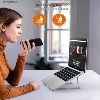 Giá đỡ laptop tản nhiệt gấp gọn Choetech H055 cho máy từ 9