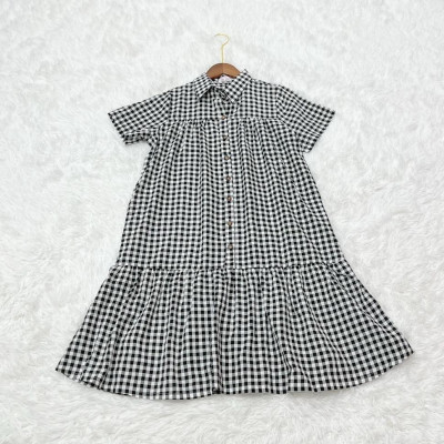 Đầm bầu karo cổ sơ mi phối nút phom đuôi cá dễ thương, trẻ trung diện đi làm, đi chơi