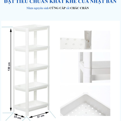 Kệ nhà tắm 5 tầng đa năng cao cấp INOCHI xuất nhật kích thước 37*23*130cm nhựa nguyên sinh cao cấp màu trắng hiện đại