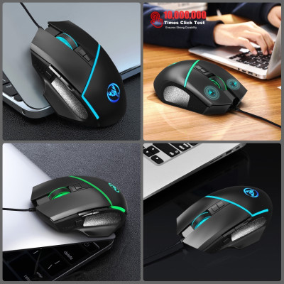 Chuột Gaming macro A876 Led RGB 6400dpi cho máy tính laptop hàng nhập khẩu