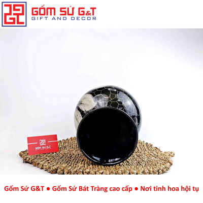 Lọ hoa Mosaic miệng loe khắc hoa loa kèn