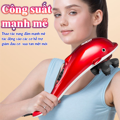 Máy massage cầm tay cá heo 6 đầu Nikio NK-608B - Màu Ngẫu Nhiên, 3 kiểu rung, 3 tốc độ