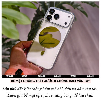 Ốp lưng trong suốt gương MirrorMag hỗ trợ selfie sạc từ tính nam châm magnetic không dây cho iPhone 17 Pro Max / 17 Air hiệu WIWU Mirror Viền TPU lưng PC chống ố, đệm khí chống sốc, viền bảo vệ camera - Hàng nhập khẩu