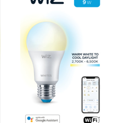 Bóng đèn WiZ thay đổi nhiệt độ màu Wi-Fi TunableWhite/9W A60 927-65