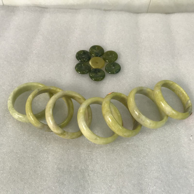 Vòng tay Đá Tự Nhiên Serpentine màu vàng bản dẹt cho người mệnh Thủy và Kim vongtaymenhthuy