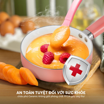 Chảo nhôm tráng sứ chống dính an toàn Elmich Baby EL-5935AP 16cm 18cm, Hàng chính hãng, đáy từ - JoyMall