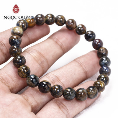 Vòng tay trơn đá giông bão mệnh thủy, mộc - Ngọc Qúy Gemstones