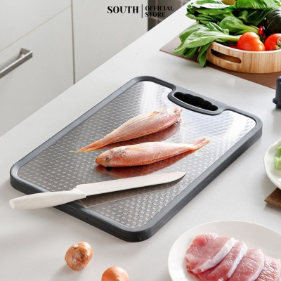 Thớt Inox 304 và nhựa lúa mạch 2 mặt kháng khuẩn cao cấp GE-0235 kích thước 40.5 x 28cm Hàng chính hãng