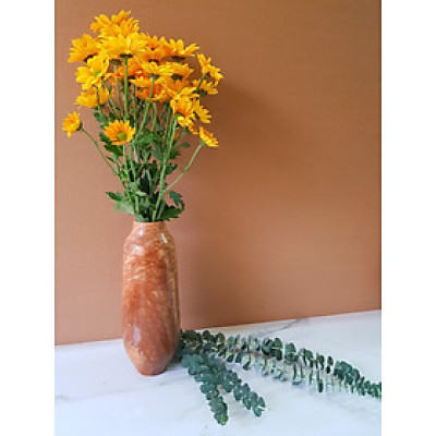 Bình cắm hoa bằng đá tự nhiên màu Vàng vân gỗ độc đáo