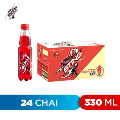 Thùng 24 Chai Nước Tăng Lực Sting Đỏ Dâu (330ml/Chai)