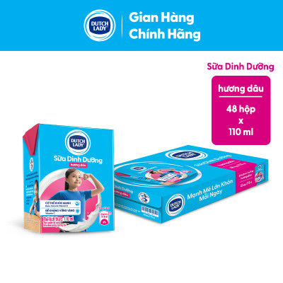 Thùng 48 Hộp Sữa Uống Tiệt Trùng Dutch Lady Cô Gái Hà Lan Dâu (48 x 110ml)