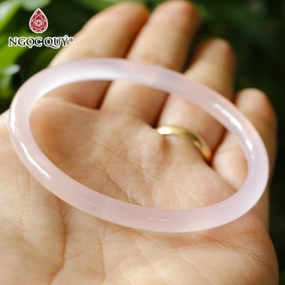 Vòng tay chalcedony hồng bản tròn (bản 6 - 7mm) - Ngọc Quý Gemstones