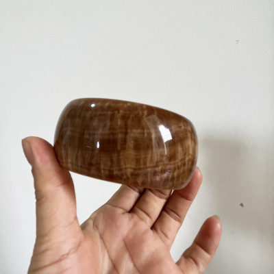 Vòng tay cẩm thạch màu vàng ngọc thật cho mệnh Kim và Thổ cao 2.7-3cm (nhiều size) vongtaymenhkim