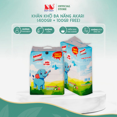 Combo 5 gói Khăn khô đa năng Akari vải sợi tự nhiên 500gr (13.5x20cm) dạng rút siêu tiết kiệm