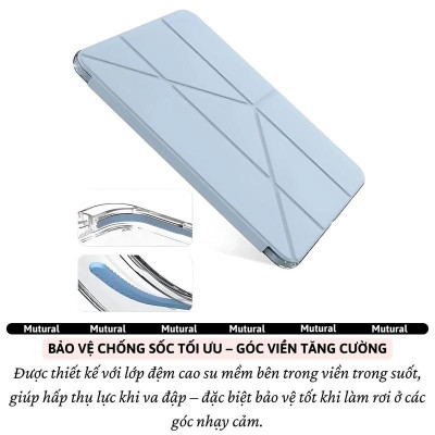 Bao da IPAD hiệu Mutural Clear Pro Cho IPAD Gen 11 A16 2025 / Gen 10 10.9 inch 2022 - Lưng PC trong suốt , viền TPU, - Hàng chính hãng