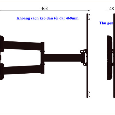 Khung treo tivi đa năng Cảnh Phong X2T468 kích thước từ 43-65 inch - Hàng chính hãng