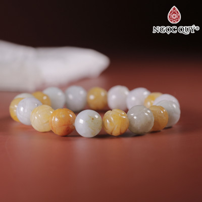 Vòng tay đá cẩm thạch khắc họa tiết hạt 10mm mệnh hỏa, mộc - Ngọc Quý Gemstones