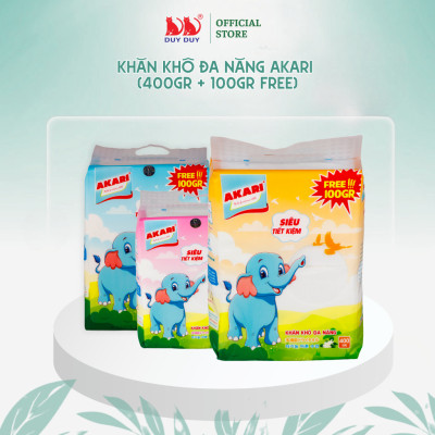 Combo 5 gói Khăn khô đa năng Akari vải sợi tự nhiên 500gr (13.5x20cm) dạng rút siêu tiết kiệm