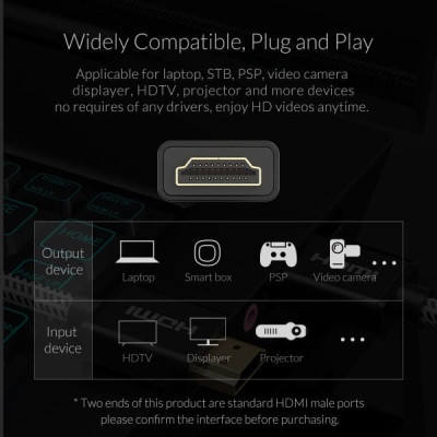 Cáp HDMI ORICO HD501-15-BK - chuẩn 2.0 4K/60Hz (dây dù) 1.5 mét- Hàng Chính Hãng