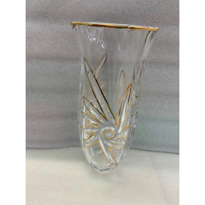 BINH CẮM HOA THỦY TINH HOA VÀNG LỐC XOÁY CAO 30CM