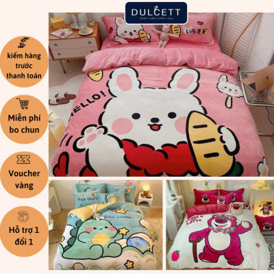 Bộ chăn ga gối nỉ nhung tuyết mịn cao cấp 5D