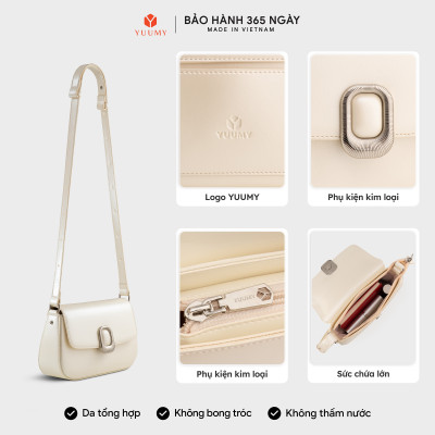 Túi Yuumy ( Thời trang nữ khóa oval kèm gương mini - Túi đeo chéo da Glossy YN312 )