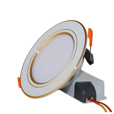 Đèn led âm trần đổi màu 9W Rạng Đông - Viền vàng mã D AT10L DM 110/9w (G)