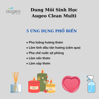 Dung Môi Khuếch Tán Tinh Dầu Augeo Clean Multi Dùng Để Sản Xuất Tinh Dầu Tán Hương, Tinh Dầu Treo, Tinh Dầu Xịt Phòng,Sáp Thơm, Nến Thơm, 1kg/Chai