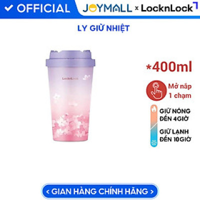 Ly giữ nhiệt LocknLock 400ml màu anh đào tím LHC3271VOLPB - Hàng chính hãng, mở nắp một chạm, chất liệu thép không gỉ miệng ly rộng - JoyMall