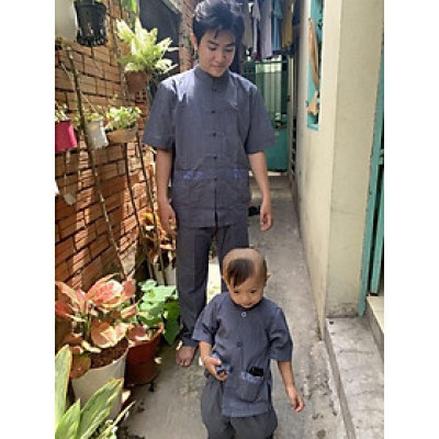 Đồ Lam Đi Chùa # Nam # Lãnh Tụ Thêu Túi Áo
