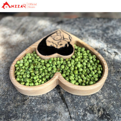 Khay gỗ hình trái tim decor trang trí, khay đựng bánh kẹo mứt Tết/Trung thu bằng gỗ óc chó/tần bì nguyên khối cao cấp-04