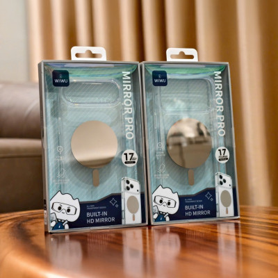 Ốp lưng trong suốt gương MirrorMag hỗ trợ selfie sạc từ tính nam châm magnetic không dây cho iPhone 17 Pro Max / 17 Air hiệu WIWU Mirror Viền TPU lưng PC chống ố, đệm khí chống sốc, viền bảo vệ camera - Hàng nhập khẩu