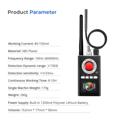 Máy Dò Phát Hiện Theo Dõi Camera, GPS, Định Vị Detector K88 - Hàng Nhập Khẩu