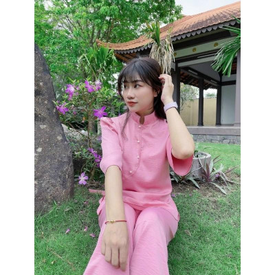 ĐỒ LAM ĐI CHÙA  Mẫu Bướm Kết Cườm Vải Lụa Đẹp Mịn