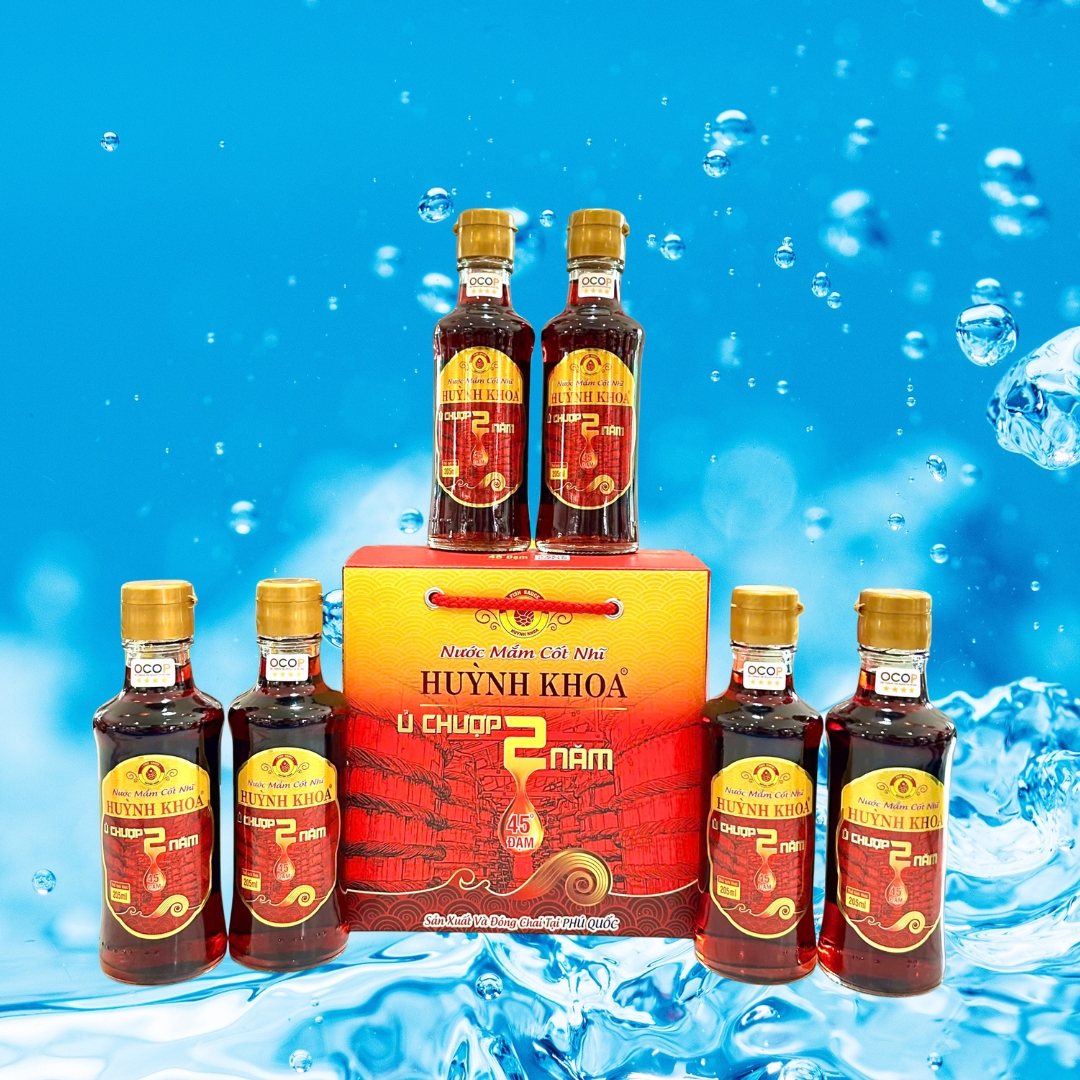 Nước Mắm Truyền Thống Cốt Nhĩ Huỳnh Khoa 45 đạm - Chai 205 ml - Hộp 6 Chai