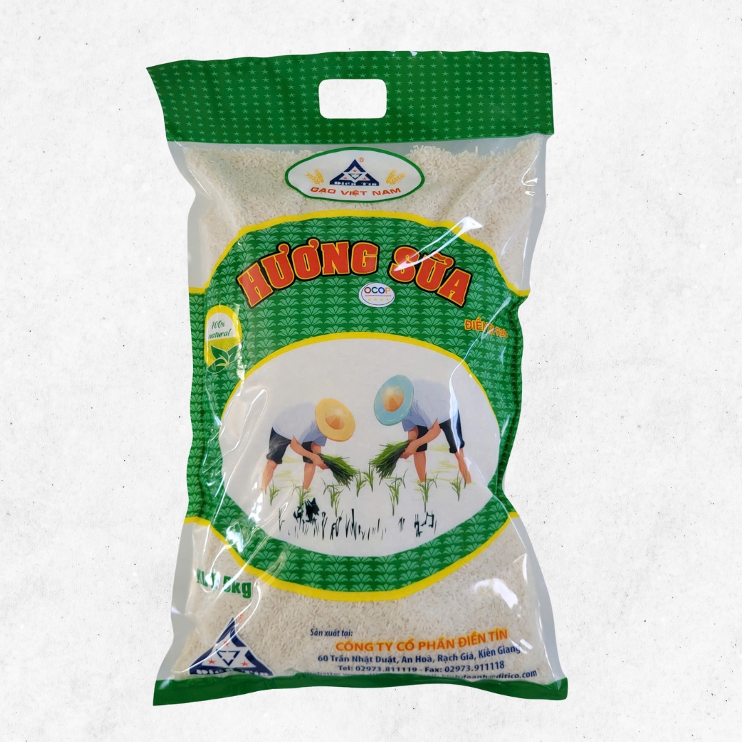 Gạo Hương Sữa R20 Điền Tín 5 Kg – 100% Tự Nhiên, Cơm Trắng Mềm Xốp Thơm Ngon