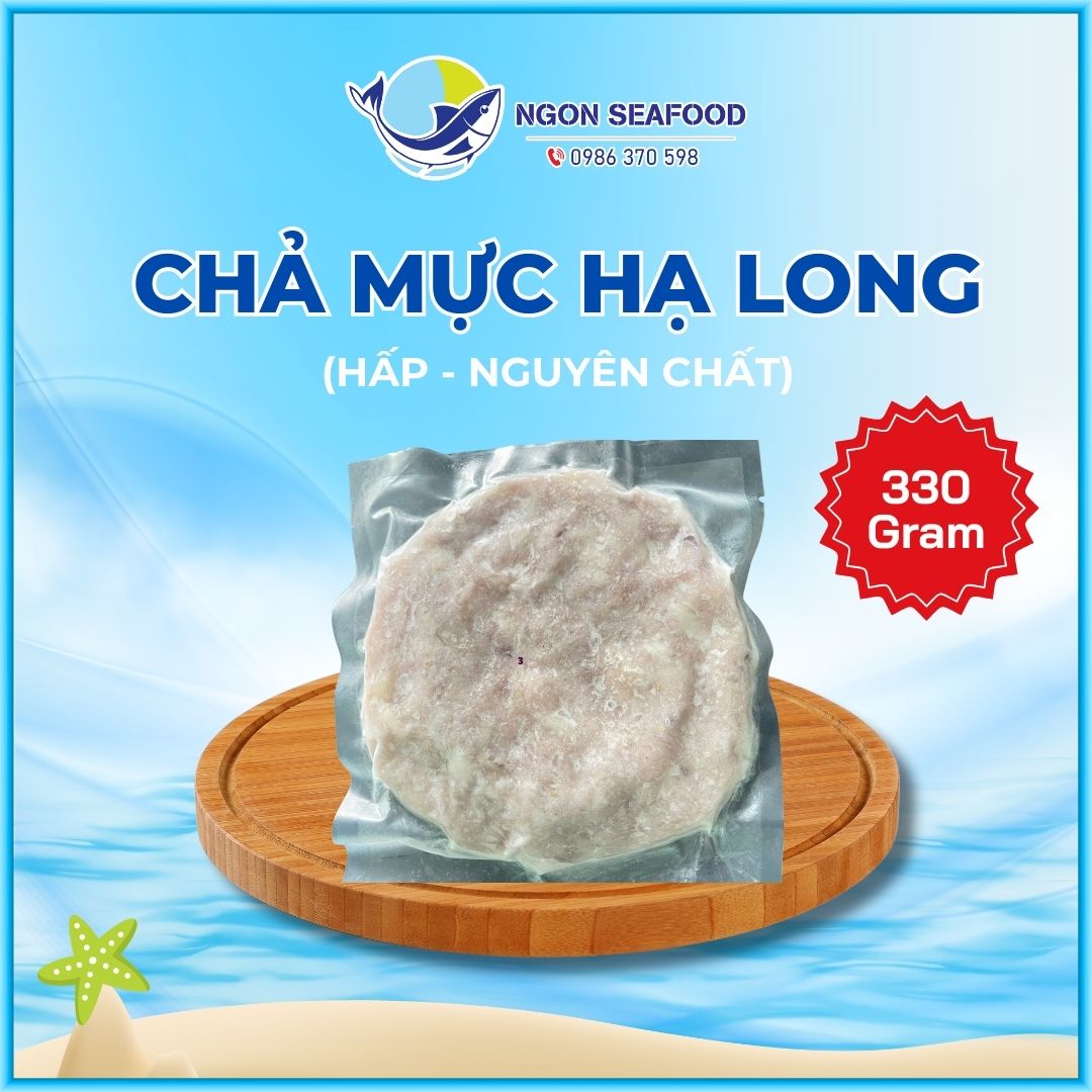 Chả Mực Giã Tay Hạ Long (Hấp) - Hút Chân Không - Khay 330gr