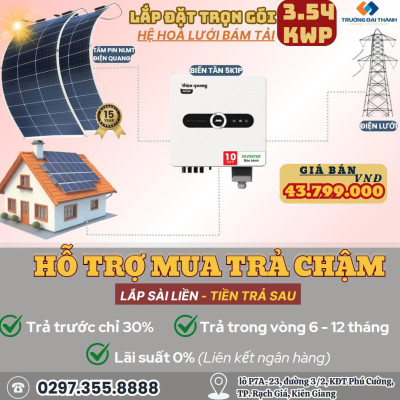 Trọn Gói Lắp Đặt Hệ Thống Điện Năng Lượng Mặt Trời 3.54KWP - 1 Pha